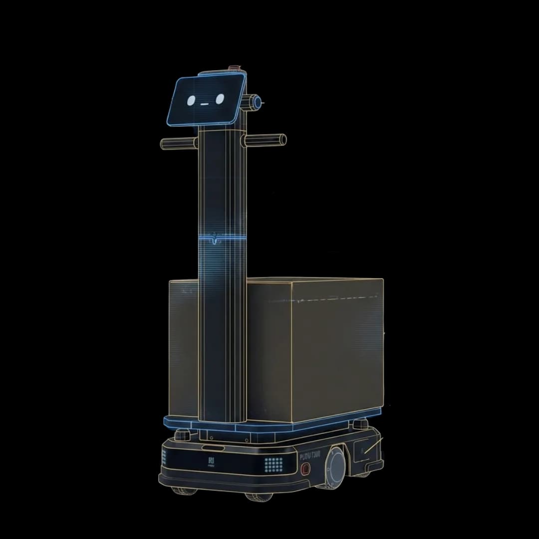 AMR T 300 industrial robot with variable load capacity, featuring conveyor and platform-towing options.