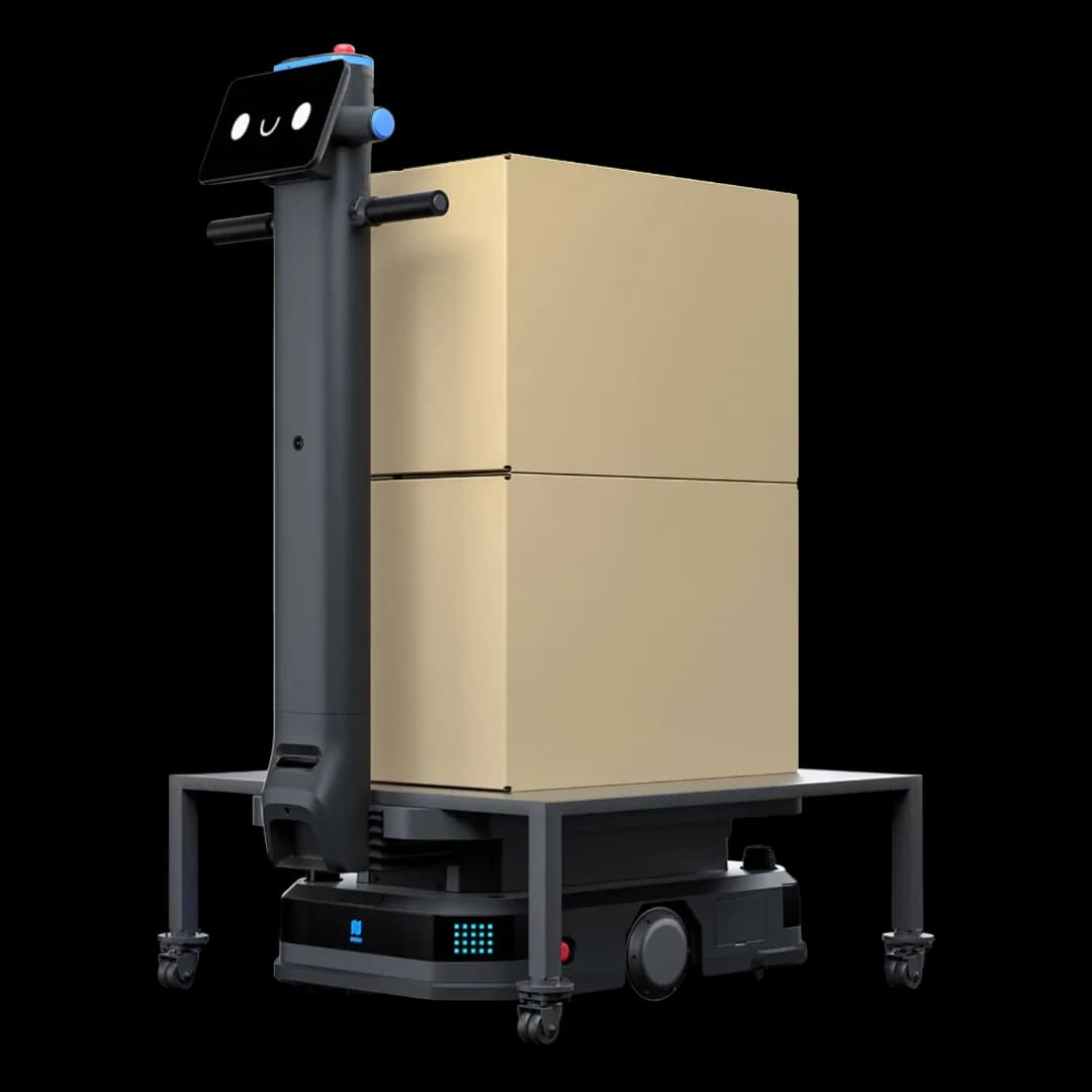 AMR T 600 industrial robot with an ergonomic handle and a display.
